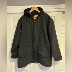 Woolrich Vintage Black Hooded Women’s Zip-Up Pea Coat XL